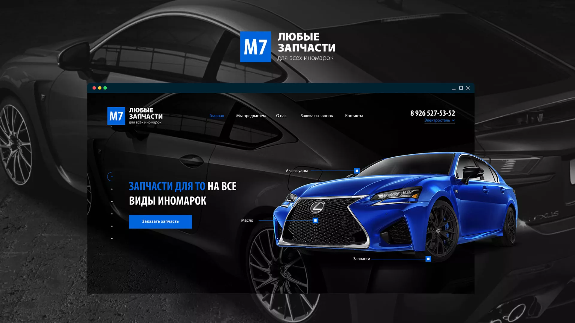 Разработка сайта магазина автозапчастей «М7» в Монино